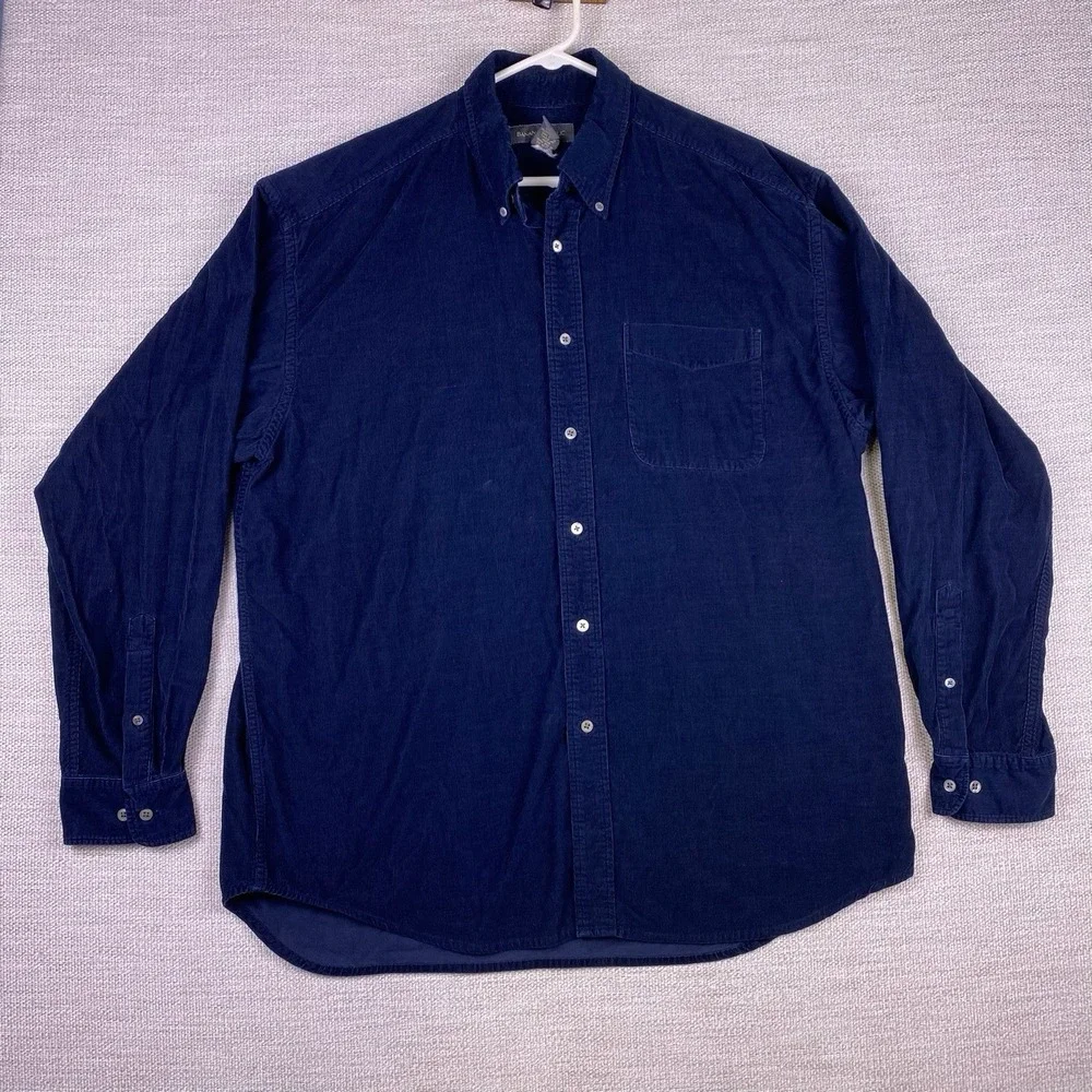 Y2K Banana Republic Shirt XL Mens L/S Button Down Corduroy Dark Navy VGUC